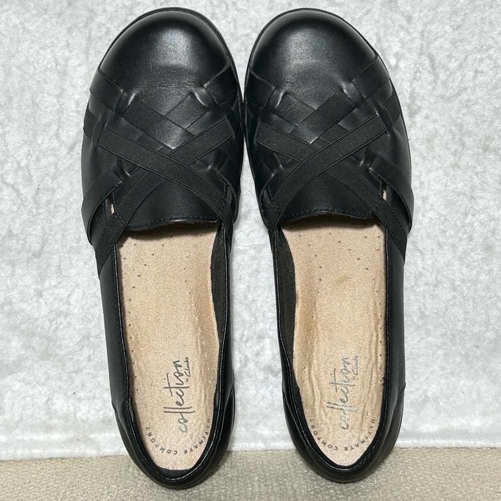 Clarks Womens Black Cheyn Creek Leather Slip On Strap Loafer Shoes SZ 8.5 WIDE - Picture 5 of 11